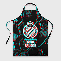 Фартук кулинарный Club Brugge FC в стиле glitch на темном фоне, цвет: 3D-принт