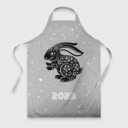 Фартук кулинарный Символ 2023 года черный водяной кролик, цвет: 3D-принт