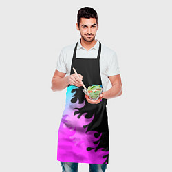 Фартук кулинарный Breaking Benjamin неоновый огонь, цвет: 3D-принт — фото 2