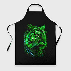 Фартук кулинарный Нейросеть: неоновый зелёный тигр, цвет: 3D-принт