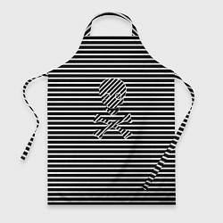 Фартук кулинарный Полосатый черно-белый фон с черепом, цвет: 3D-принт
