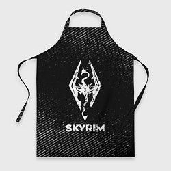 Фартук кулинарный Skyrim с потертостями на темном фоне, цвет: 3D-принт