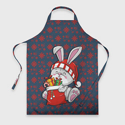 Фартук кулинарный Кролик на фоне красных снежинок, цвет: 3D-принт