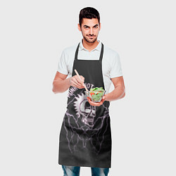 Фартук кулинарный Punks not dead череп и молнии, цвет: 3D-принт — фото 2