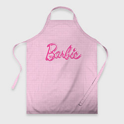 Фартук кулинарный Барби - логотип на клетчатом фоне, цвет: 3D-принт