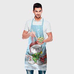 Фартук кулинарный Зайчик с елочкой - новый год, цвет: 3D-принт — фото 2