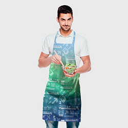 Фартук кулинарный Майнкрафт символы на потертом фоне, цвет: 3D-принт — фото 2
