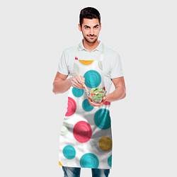 Фартук кулинарный Белый фон и абстрактные разноцветные объёмные окру, цвет: 3D-принт — фото 2