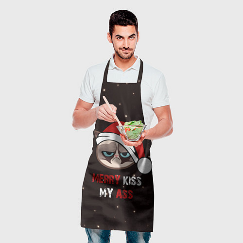 Фартук Новогодний кот мем - грубиян / 3D-принт – фото 2