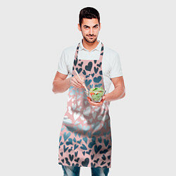 Фартук кулинарный Сердца розовые перламутровые паттерн, цвет: 3D-принт — фото 2