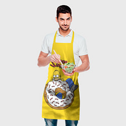 Фартук кулинарный Гомер Симпсон ест пончик, цвет: 3D-принт — фото 2