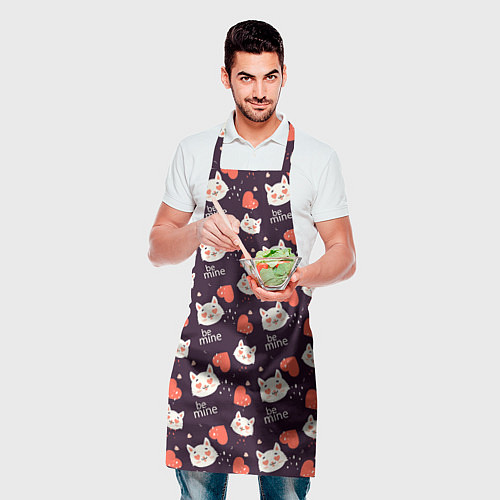 Фартук Паттерн котика на темном фоне / 3D-принт – фото 2