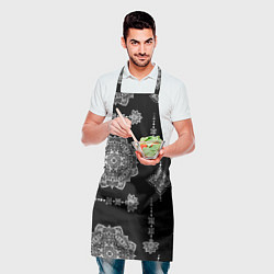 Фартук кулинарный Паттерн с орнаментом мандалы на черном фоне, цвет: 3D-принт — фото 2