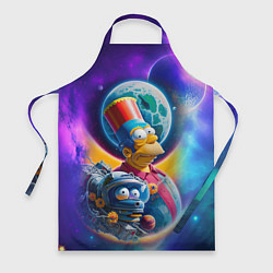 Фартук кулинарный Гомер Симпсон с сыном в космосе - нейросеть, цвет: 3D-принт