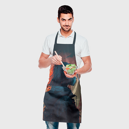 Фартук Девушка в городе в аниме стиле / 3D-принт – фото 2