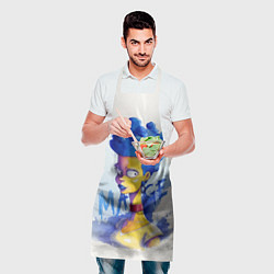 Фартук кулинарный Акварельная Мардж Симпсон, цвет: 3D-принт — фото 2