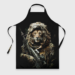 Фартук кулинарный Лев боец спецназа, цвет: 3D-принт