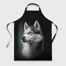 Фартук кулинарный Собака Хаски с голубыми глазами, цвет: 3D-принт