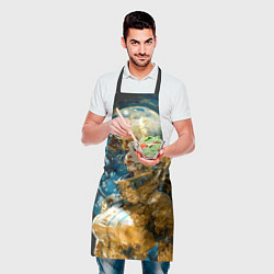 Фартук кулинарный Блондинка космонавт в золотом скафандре, цвет: 3D-принт — фото 2