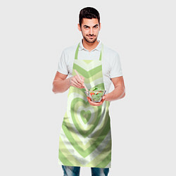Фартук кулинарный Зеленые сердца - индикид паттерн, цвет: 3D-принт — фото 2