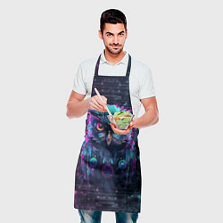 Фартук кулинарный Сова в стиле киберпанк, цвет: 3D-принт — фото 2