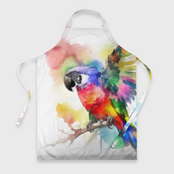 Фартук Разноцветный акварельный попугай