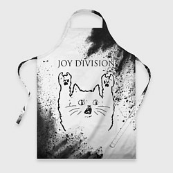 Фартук кулинарный Joy Division рок кот на светлом фоне, цвет: 3D-принт