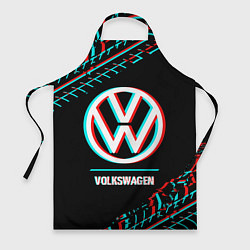 Фартук кулинарный Значок Volkswagen в стиле glitch на темном фоне, цвет: 3D-принт
