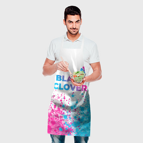 Фартук Black Clover neon gradient style: символ сверху / 3D-принт – фото 2