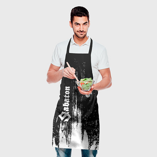 Фартук Sabaton и рок символ на темном фоне / 3D-принт – фото 2