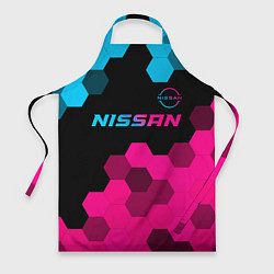 Фартук кулинарный Nissan - neon gradient: символ сверху, цвет: 3D-принт