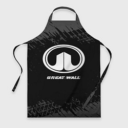 Фартук кулинарный Great Wall speed на темном фоне со следами шин, цвет: 3D-принт