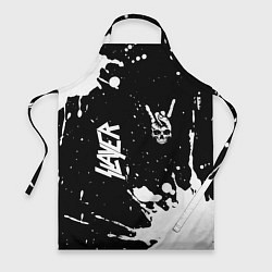 Фартук кулинарный Slayer и рок символ на темном фоне, цвет: 3D-принт