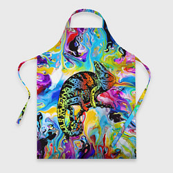 Фартук кулинарный Маскировка хамелеона на фоне ярких красок, цвет: 3D-принт