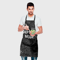 Фартук кулинарный Depeche Mode glitch на темном фоне: символ сверху, цвет: 3D-принт — фото 2