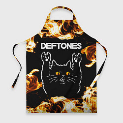 Фартук кулинарный Deftones рок кот и огонь, цвет: 3D-принт