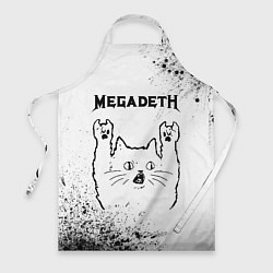 Фартук кулинарный Megadeth рок кот на светлом фоне, цвет: 3D-принт