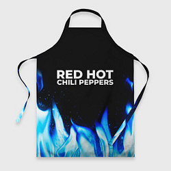 Фартук кулинарный Red Hot Chili Peppers blue fire, цвет: 3D-принт