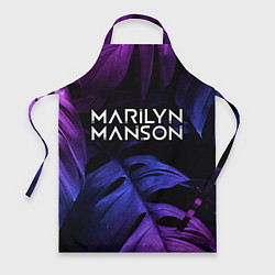 Фартук кулинарный Marilyn Manson neon monstera, цвет: 3D-принт