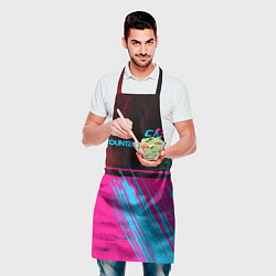 Фартук кулинарный Counter-Strike 2 - neon gradient: символ сверху, цвет: 3D-принт — фото 2