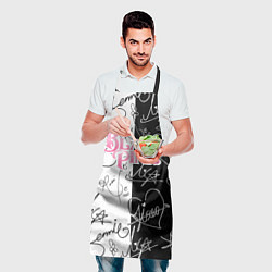Фартук кулинарный Blackpink - чб автографы, цвет: 3D-принт — фото 2