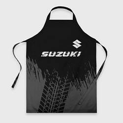 Фартук кулинарный Suzuki speed на темном фоне со следами шин: символ, цвет: 3D-принт