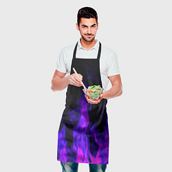 Фартук кулинарный Неоновый огонь на черном фоне, цвет: 3D-принт — фото 2