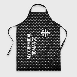 Фартук кулинарный My Chemical Romance glitch на темном фоне: надпись, цвет: 3D-принт