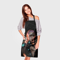 Фартук кулинарный Красивая девушка киберпанк, цвет: 3D-принт — фото 2