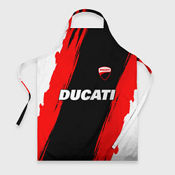 Фартук кулинарный Ducati moto - красные полосы, цвет: 3D-принт