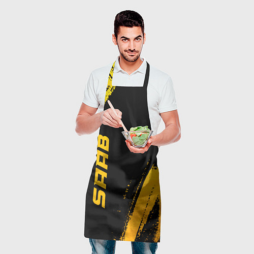 Фартук Saab - gold gradient: надпись, символ / 3D-принт – фото 2