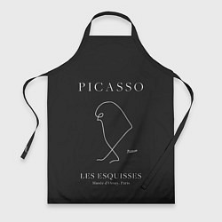 Фартук кулинарный Птица на черном - Пабло Пикассо, цвет: 3D-принт