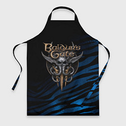 Фартук кулинарный Baldurs Gate 3 logo blue geometry, цвет: 3D-принт