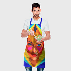 Фартук кулинарный Девушка голубоглазая в ромбе, цвет: 3D-принт — фото 2